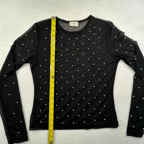 Free Kisses Women Large Black Pearl Mesh Sheer Cover-Up Long Sleeve - Picture 6 of 12